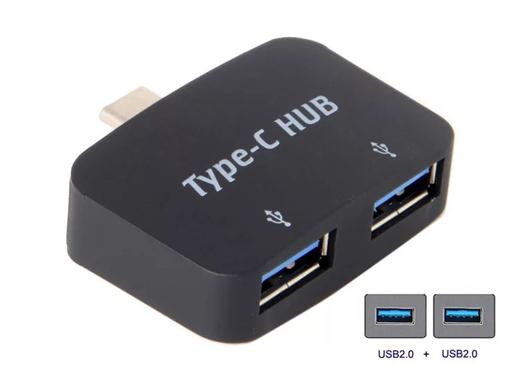 USB 2.0 Type C Multiple 2 Port Hub Adapter OTG for PC Laptop Tablet Cellphone